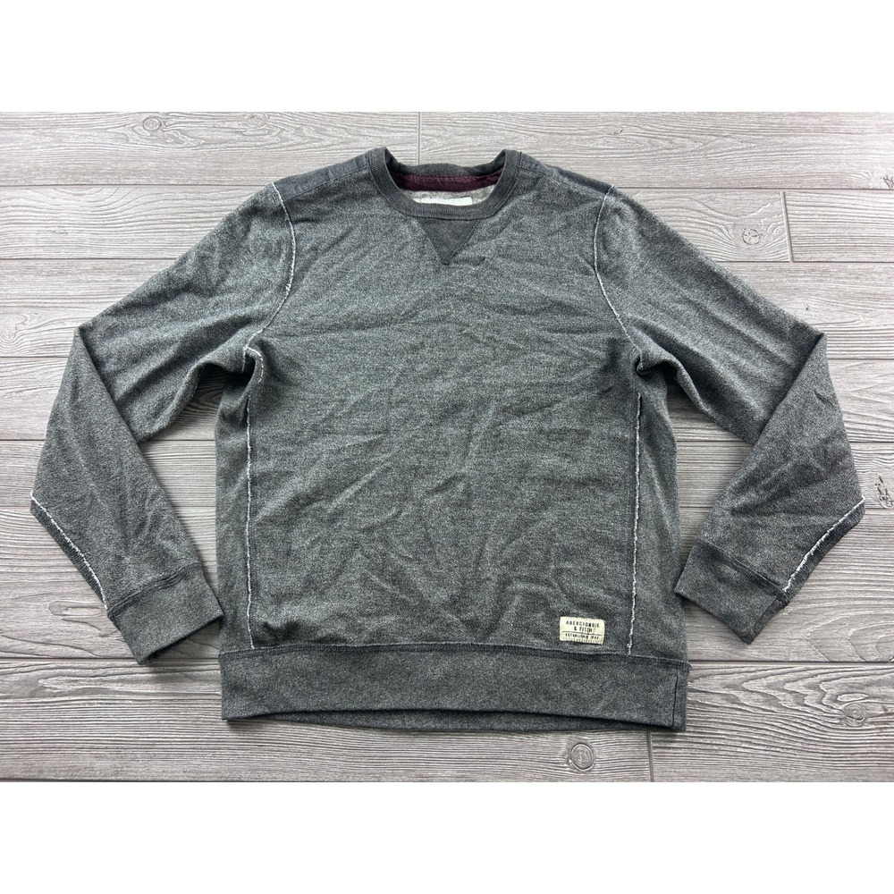 Abercrombie & Fitch Mens XL Grey Crewneck Sweatshirt Exposed Seam Pullover 1796